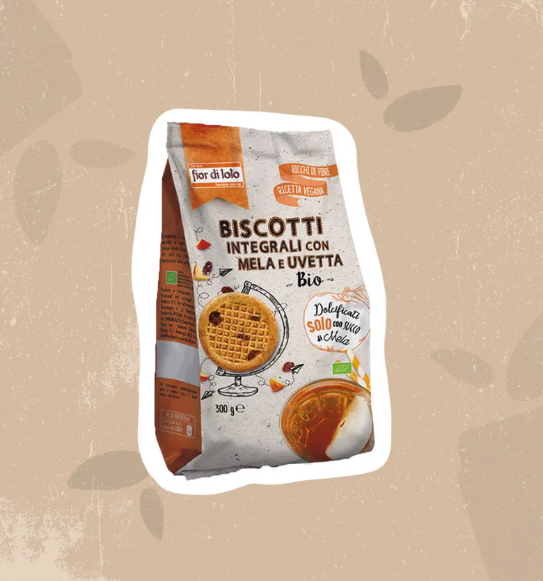 Biscotti integrali con mela e uvetta Bio
